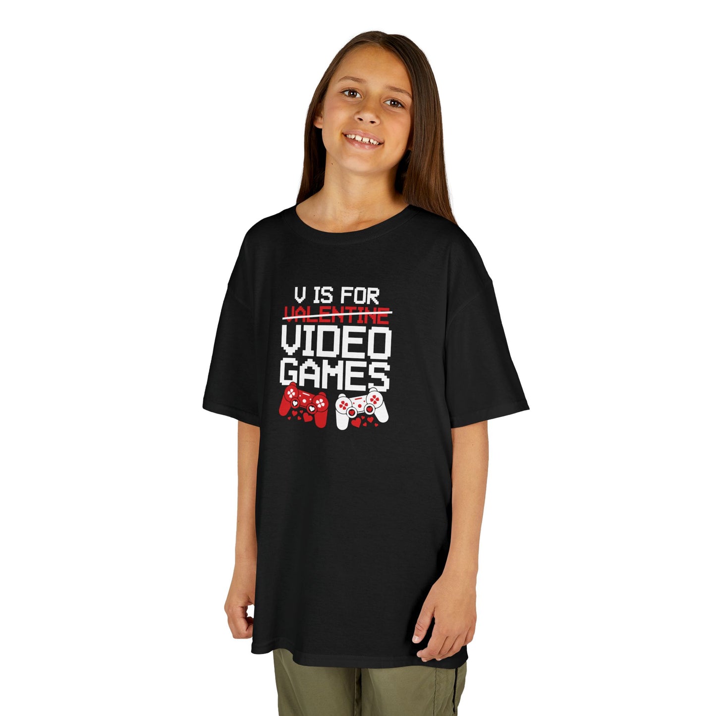 V is for Video Games - Valentines Boys Gaming Tee