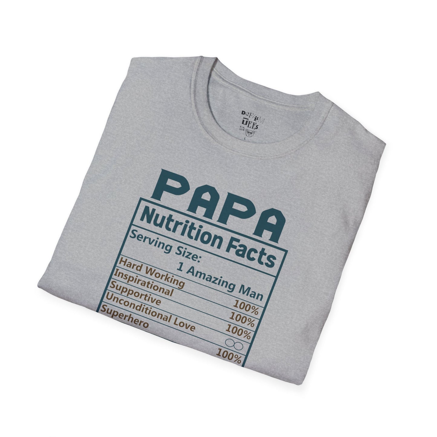Papa Nutrition Facts T-Shirt, Gift for Dad, Father's Day Shirt, Men's Casual Tee, Family Reunion Apparel, Funny Dad Shirt