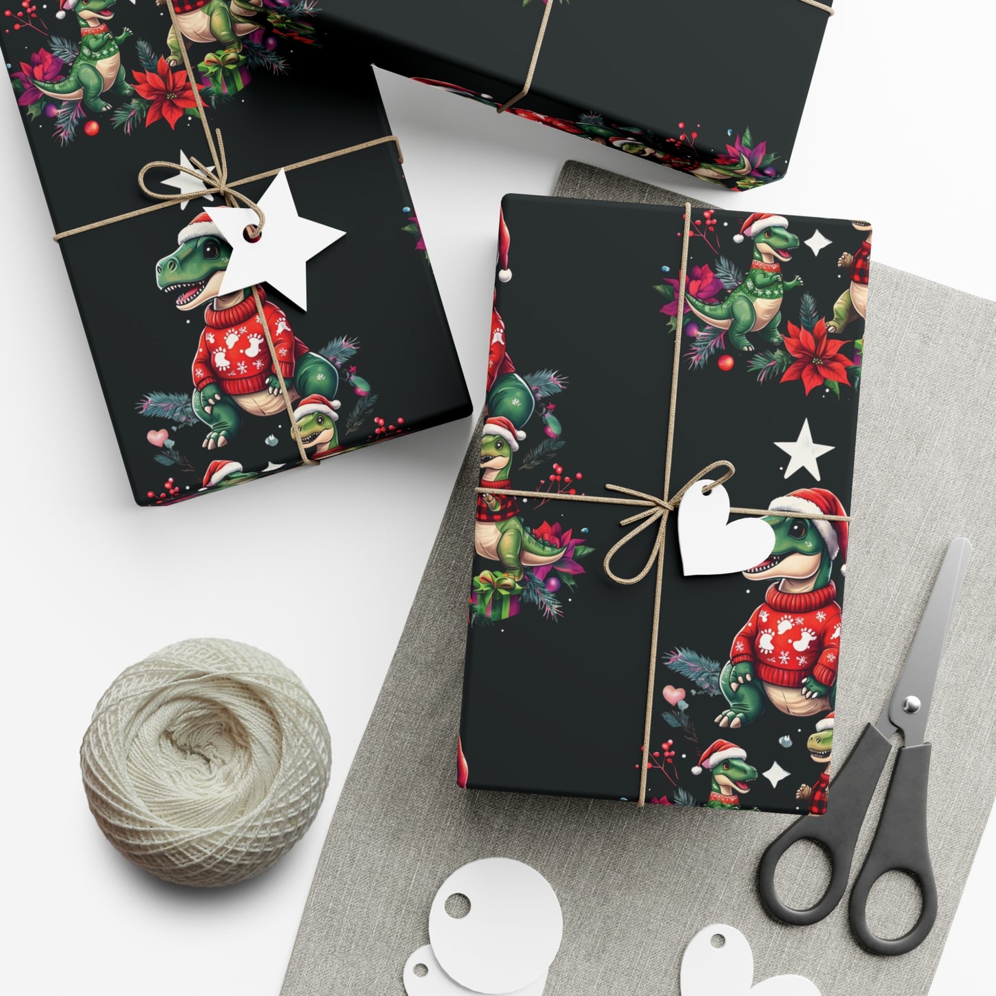 Cute Christmas Dinosaur Gift Wrap Papers