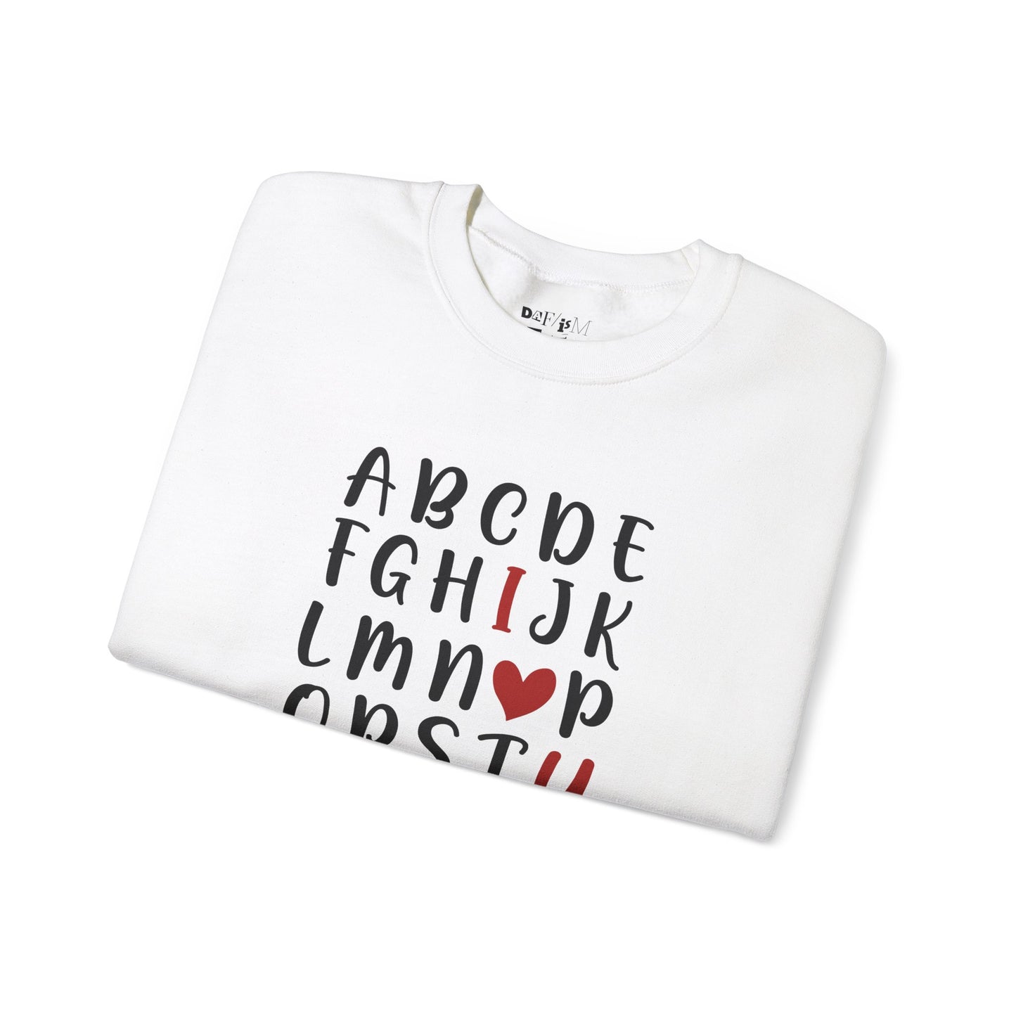 Valentines Day Crewneck Sweatshirt ABC I Love You