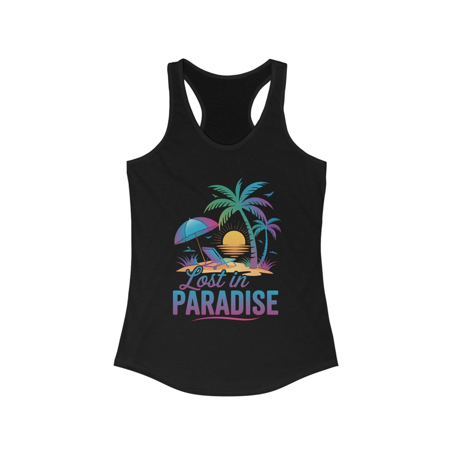 Women's Lost in Paradise Tank Top, Summer Vibes Shirt, Beachwear, Vacation Attire, Pool Party Essential, Trendy Activewear