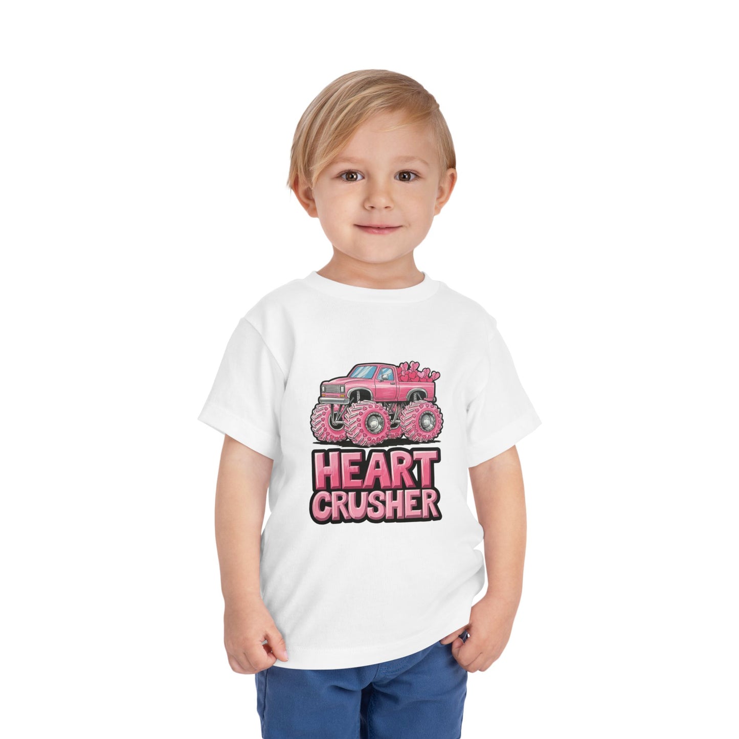 Toddler Tee - Monster Truck Valentine Design Heart Crusher
