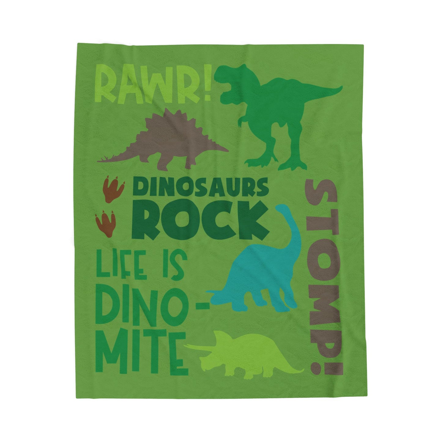Dinosaur-Themed Velveteen Plush Blanket – "Dinosaurs Rock!" Cozy Kids Throw