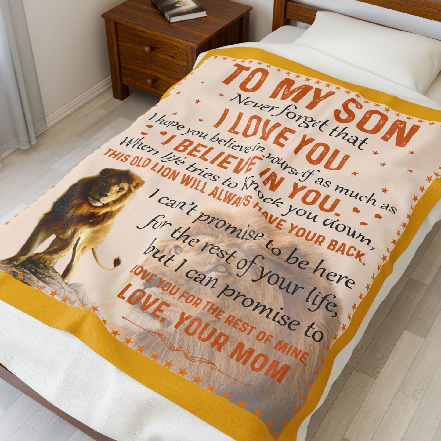 Inspirational Velveteen Plush Blanket for Sons - Love You Always