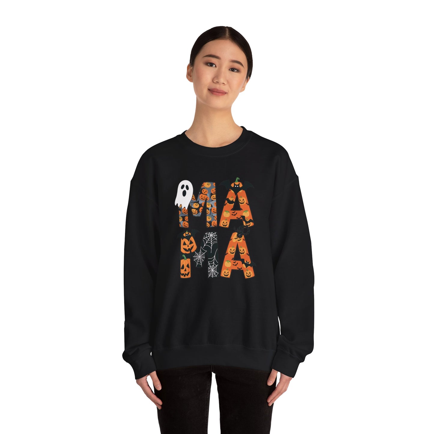 Halloween Ghost and Pumpkin Crewneck Sweatshirt