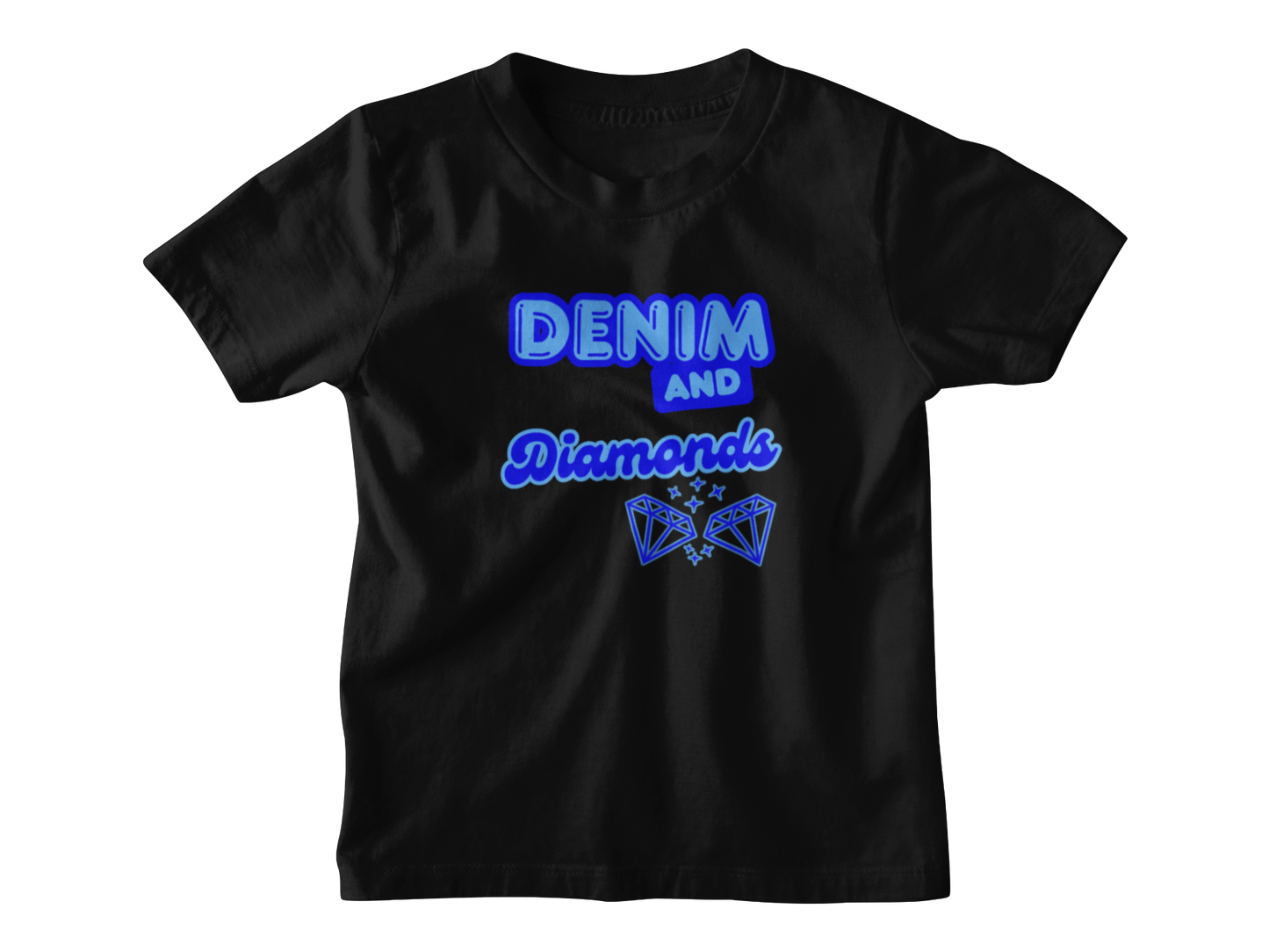 Kids Heavy Cotton Tee - Denim and Diamonds Design