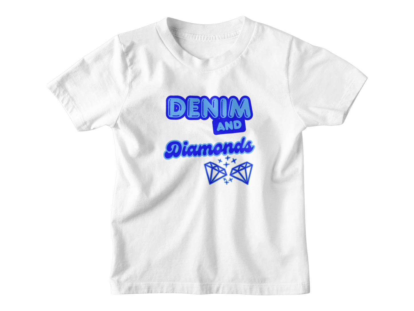 Kids Heavy Cotton Tee - Denim and Diamonds Design