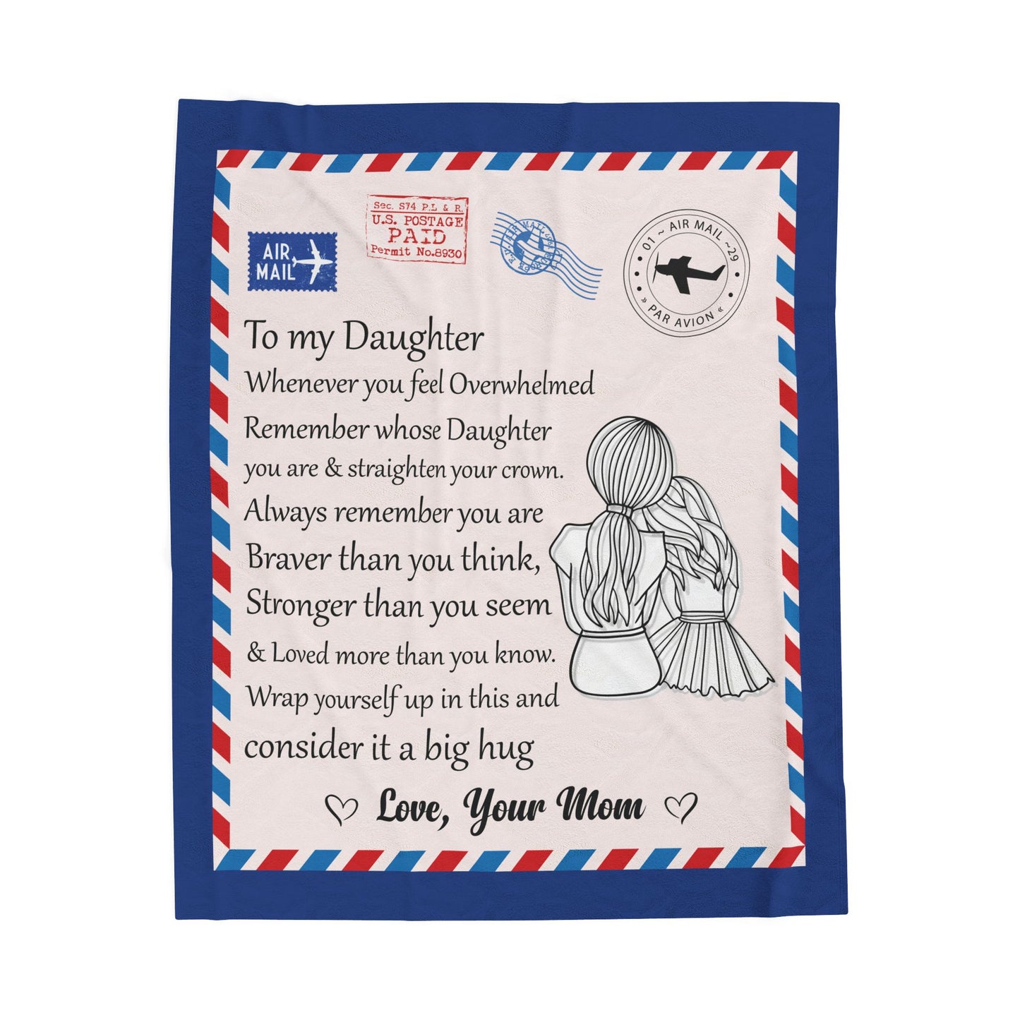 Love Your Mom Velveteen Plush Blanket - Comforting Keepsake Gift for Daughters
