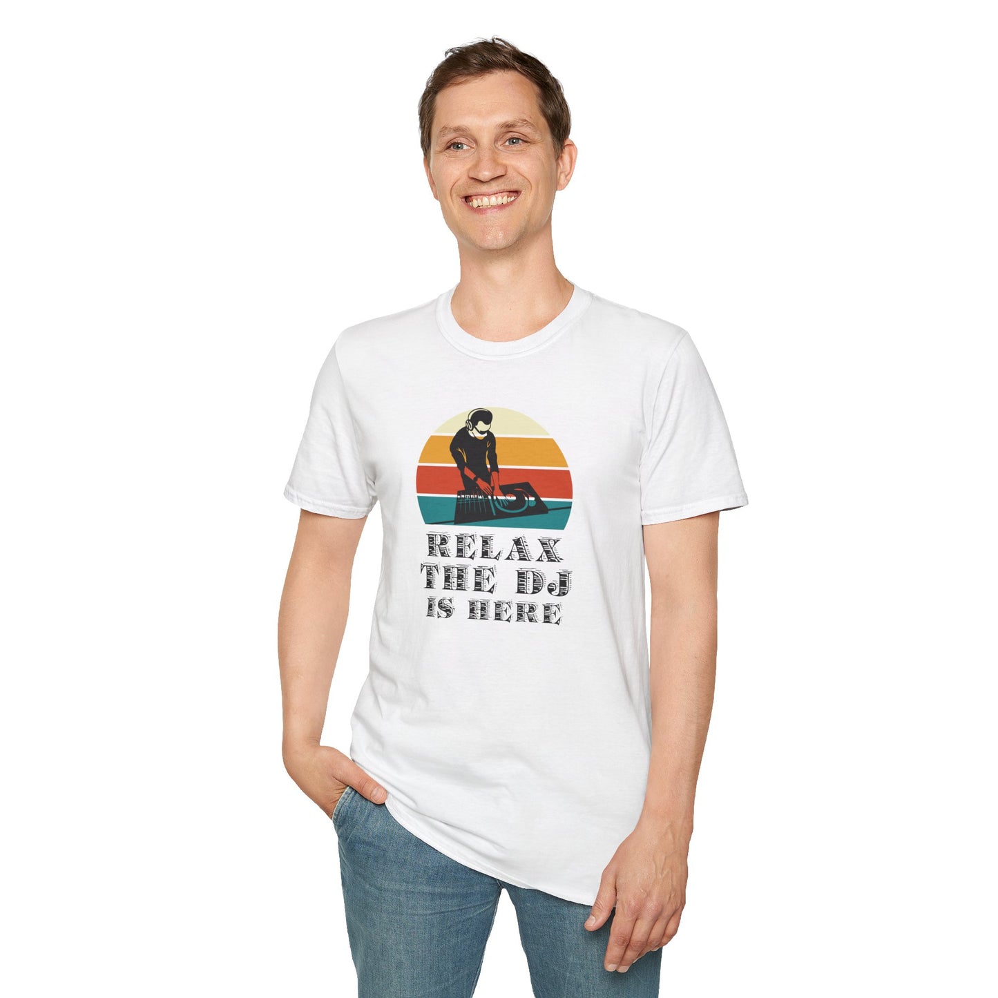 Relax DJ Unisex Softstyle T-Shirt, DJ Gift, Music Lover Tee, Casual Summer Shirt, Relaxation Apparel