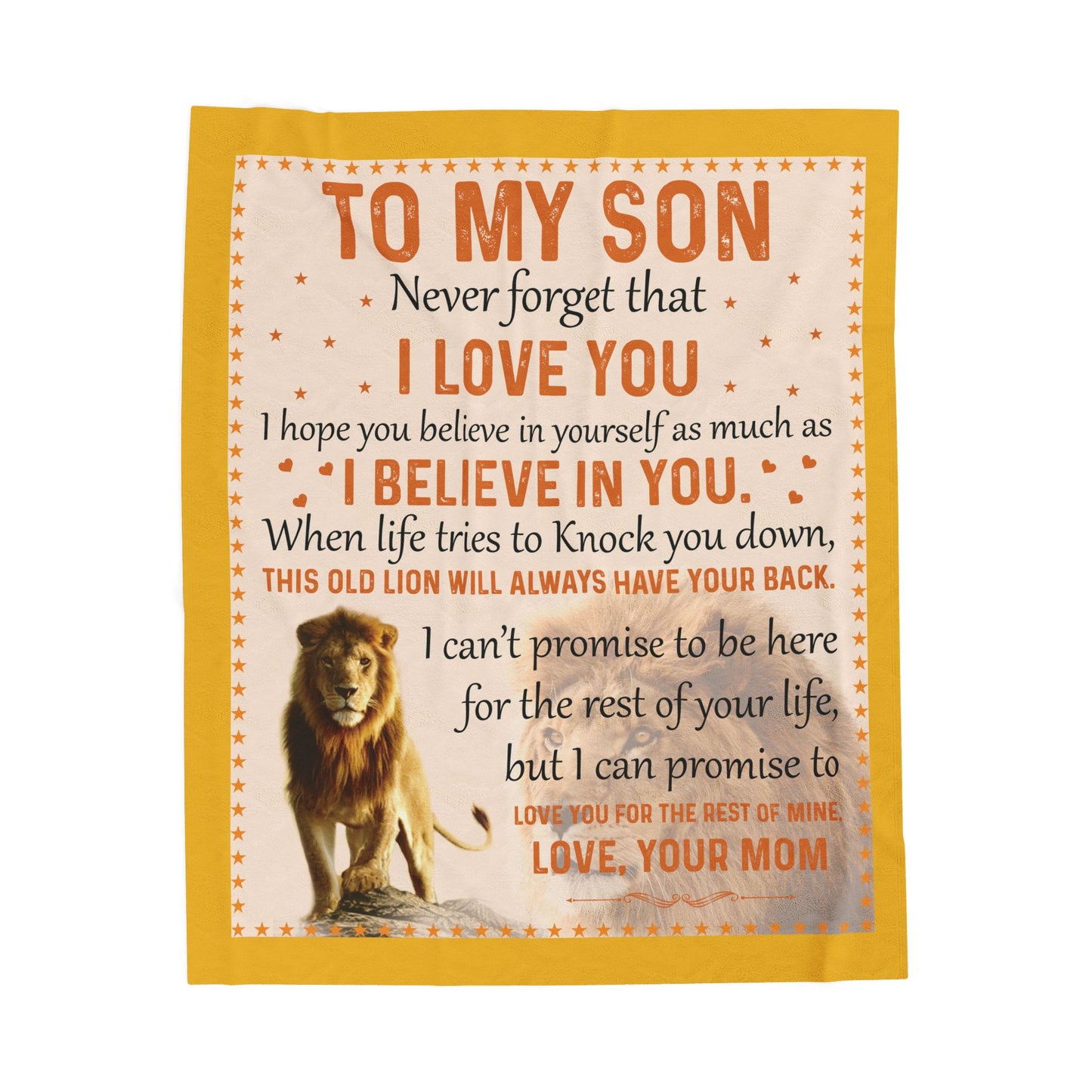 Inspirational Velveteen Plush Blanket for Sons - Love You Always