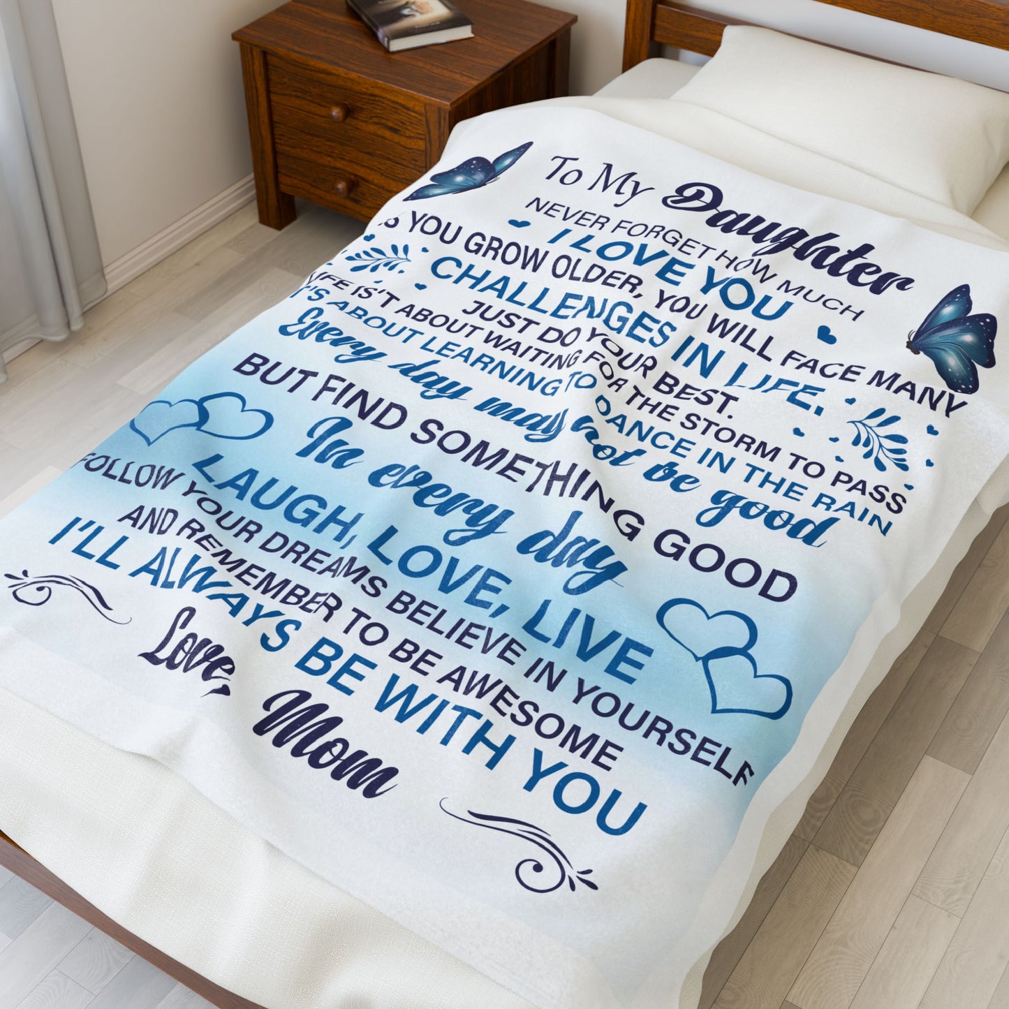 Inspirational Daughter Velveteen Plush Blanket - Love, Dreams, and Encouragement