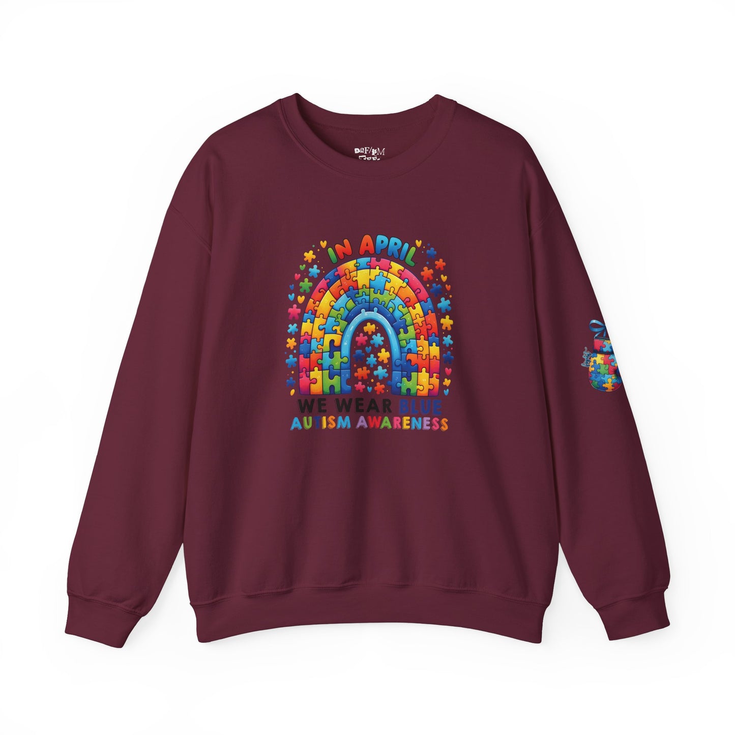 Autism Awareness Crewneck Sweatshirt - We Wear Blue in April