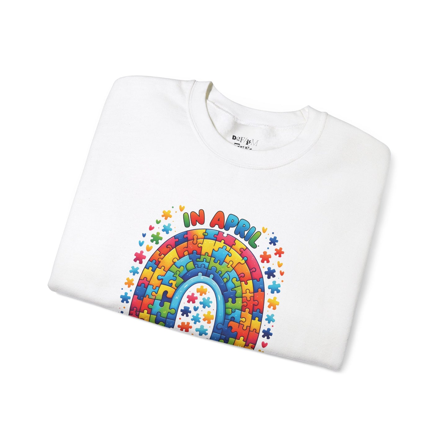 Autism Awareness Crewneck Sweatshirt - We Wear Blue in April