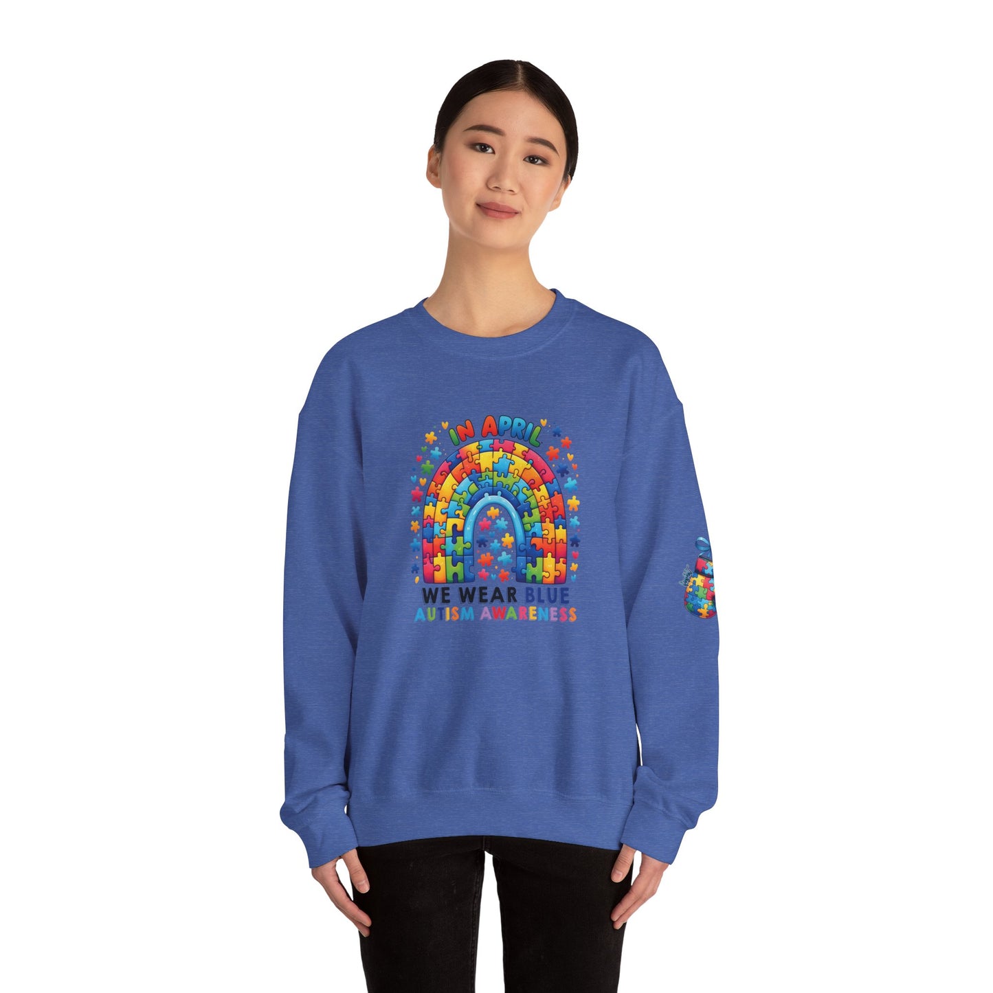 Autism Awareness Crewneck Sweatshirt - We Wear Blue in April