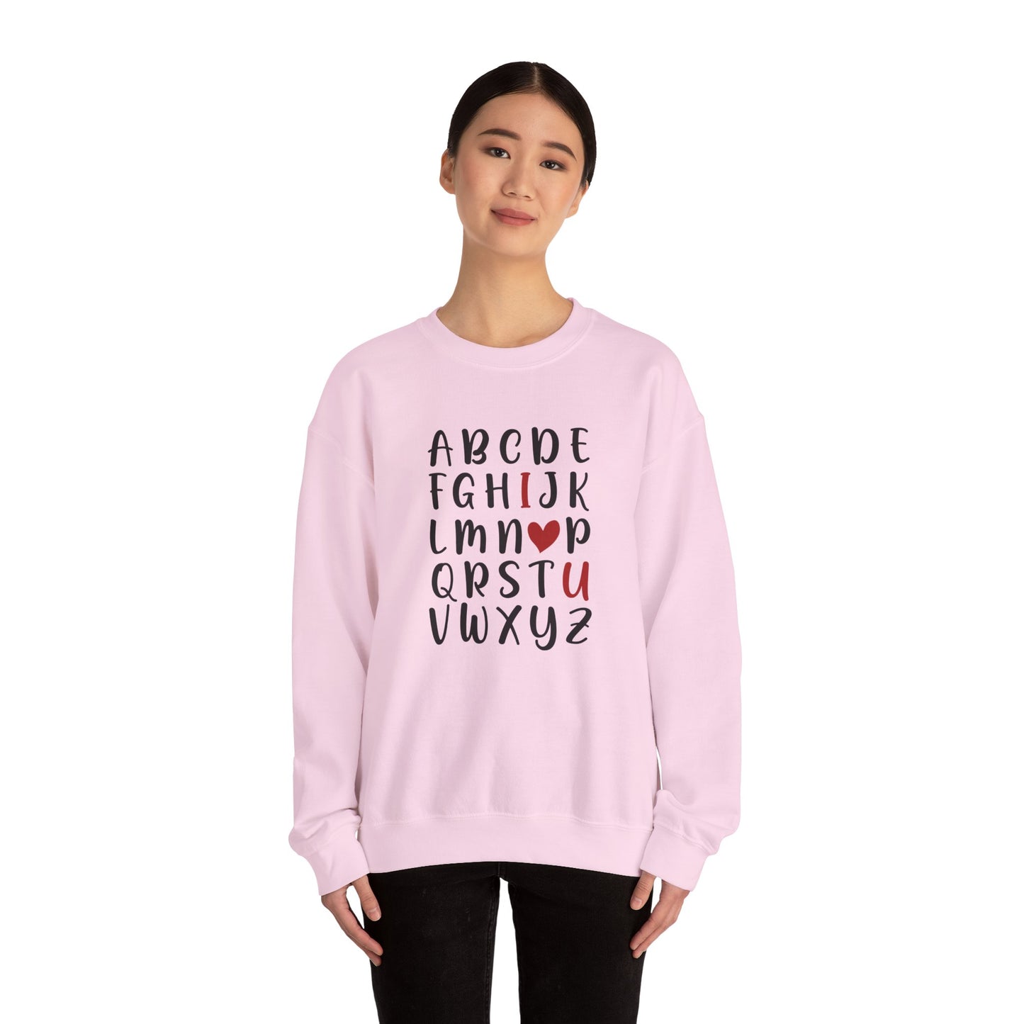 Valentines Day Crewneck Sweatshirt ABC I Love You