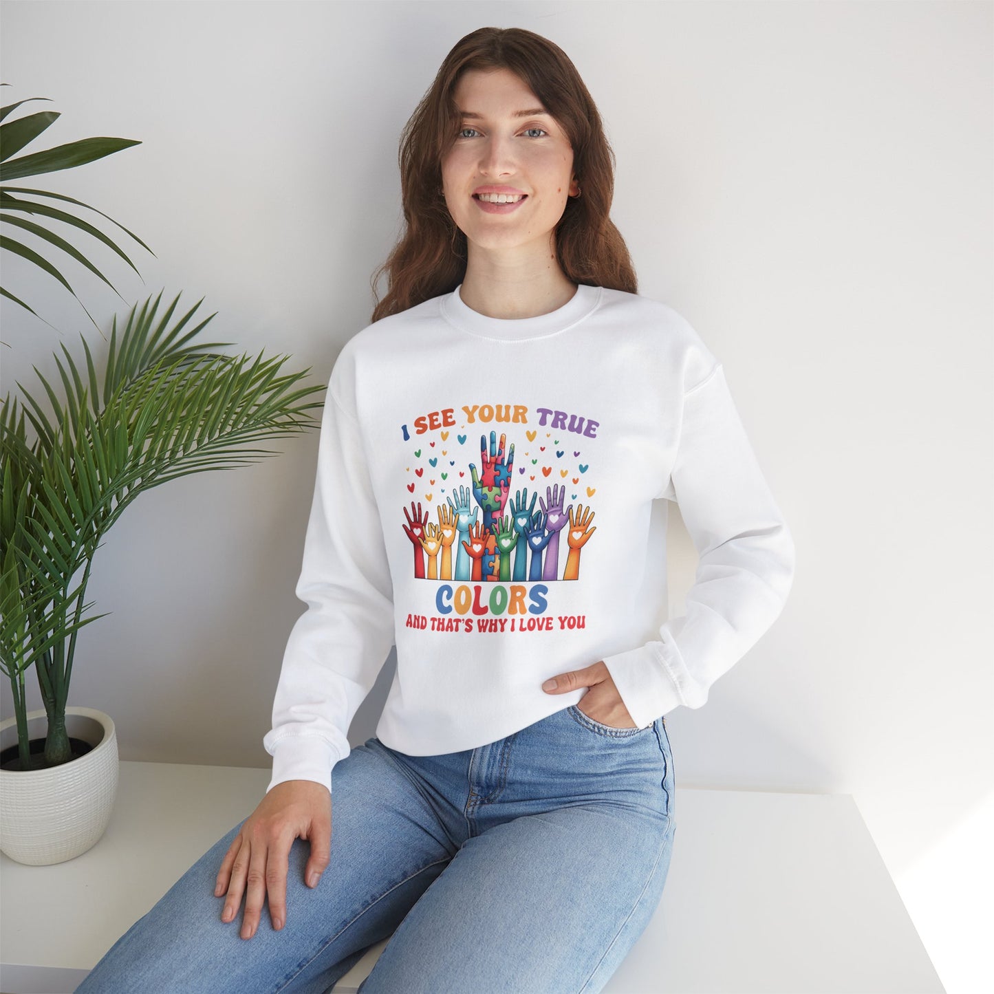 I See Your True Colors Autism Awareness Crewneck Sweatshirt - Unisex Heavy Blend™