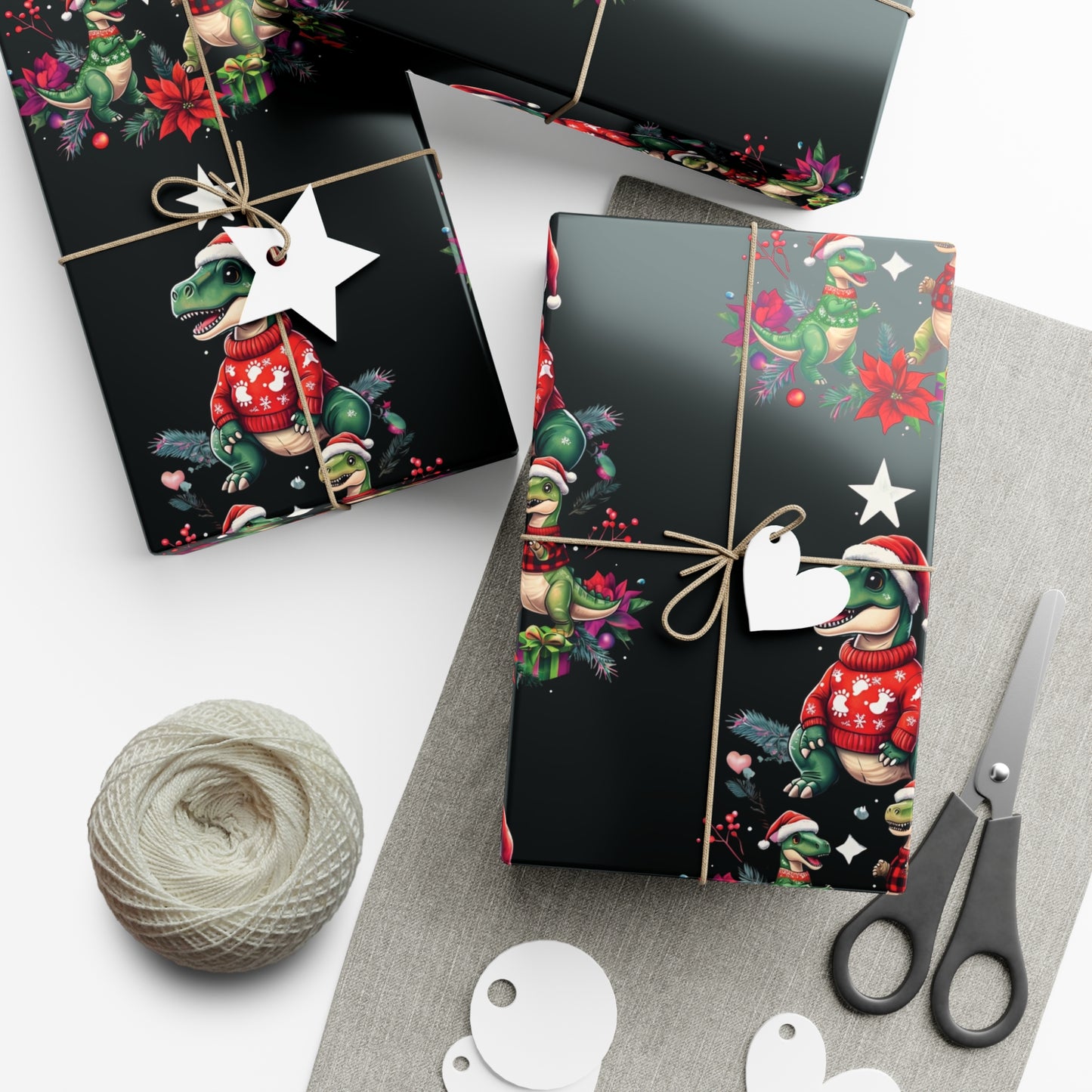 Cute Christmas Dinosaur Gift Wrap Papers