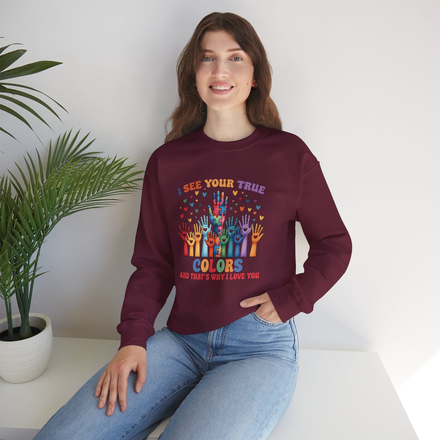 I See Your True Colors Autism Awareness Crewneck Sweatshirt - Unisex Heavy Blend™
