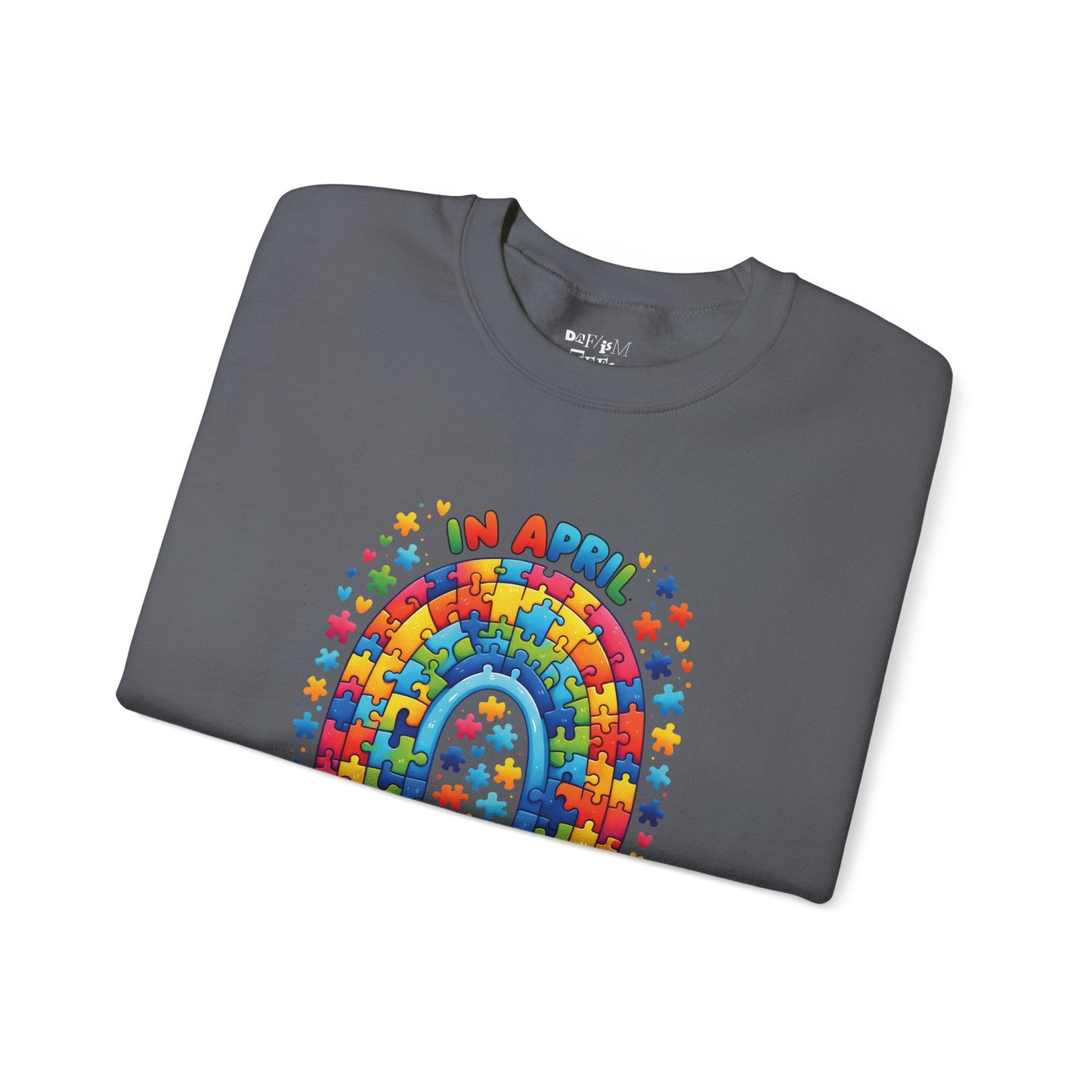 Autism Awareness Crewneck Sweatshirt - We Wear Blue in April