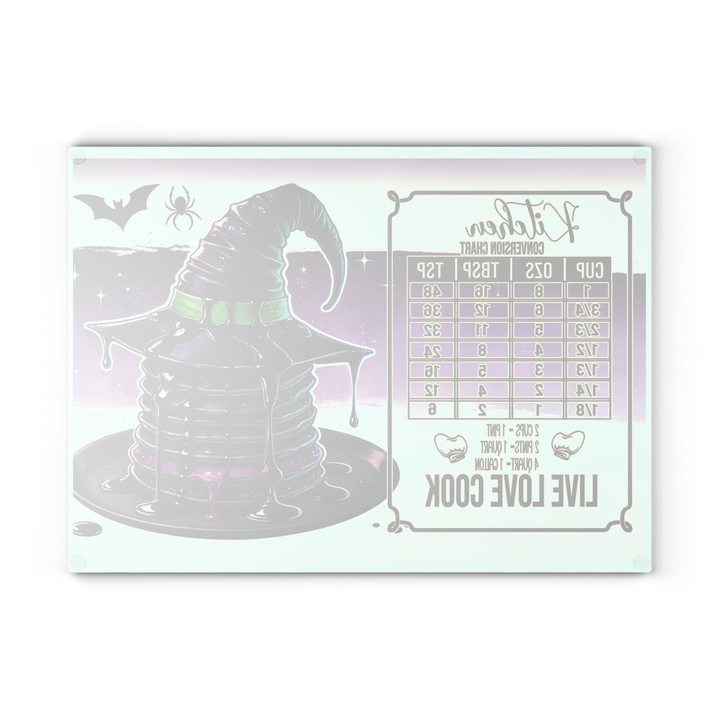 Conversion Chart Halloween Themed Glass Cutting Board