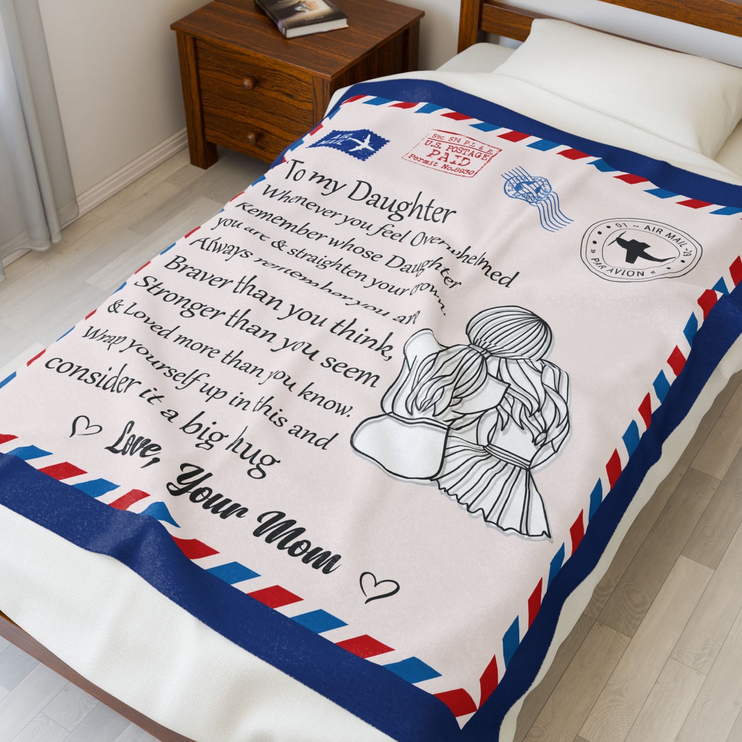 Love Your Mom Velveteen Plush Blanket - Comforting Keepsake Gift for Daughters