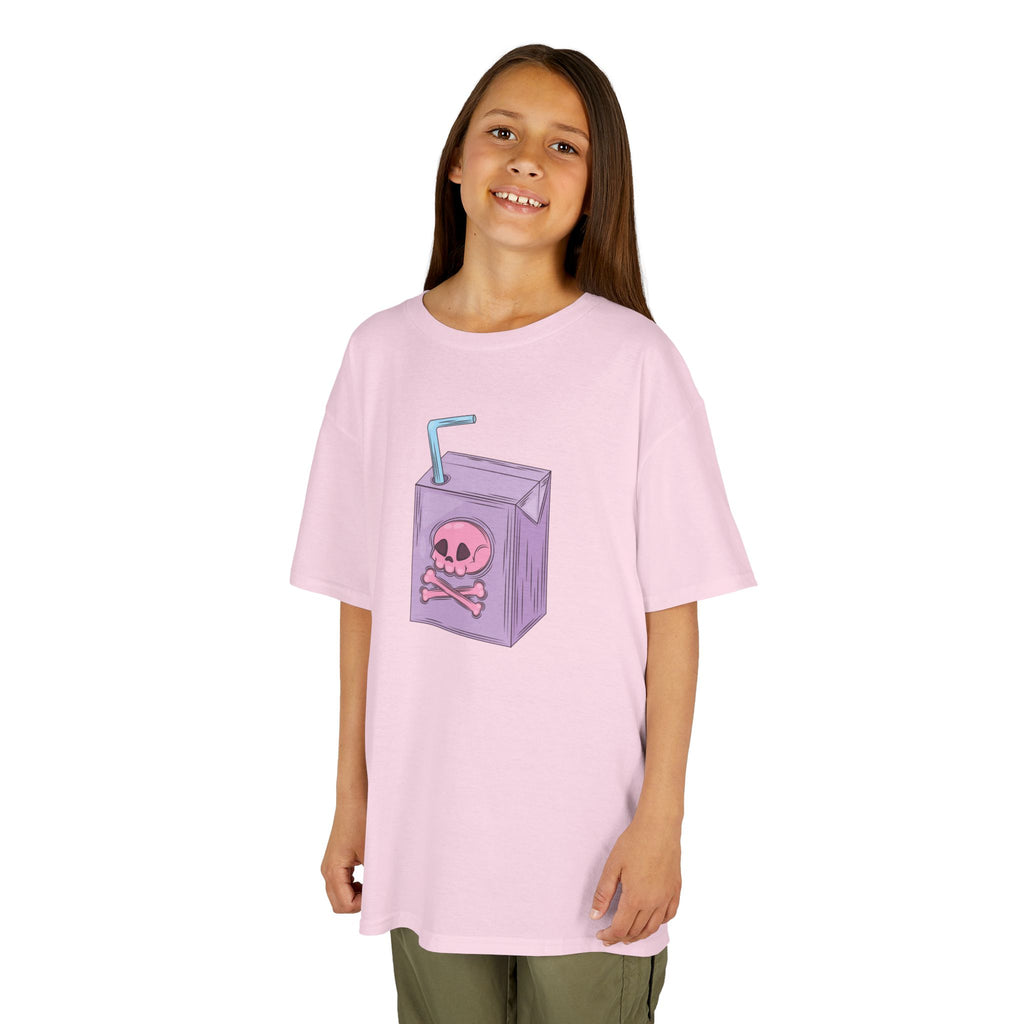 Halloween Gothic Kids Tee: Edgy Skull Milk Carton Design