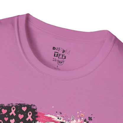 Breast Cancer Awareness Ribbon Tee — Pink Flag Floral Support