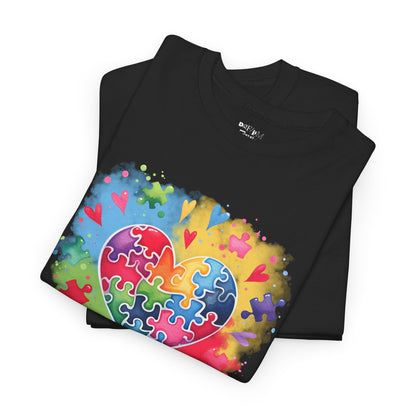 Autism Awareness T-Shirt – 'Different is Beautiful' Colorful Puzzle Heart Tee
