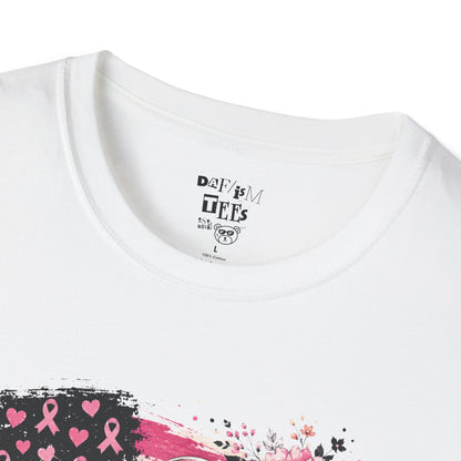 Breast Cancer Awareness Ribbon Tee — Pink Flag Floral Support