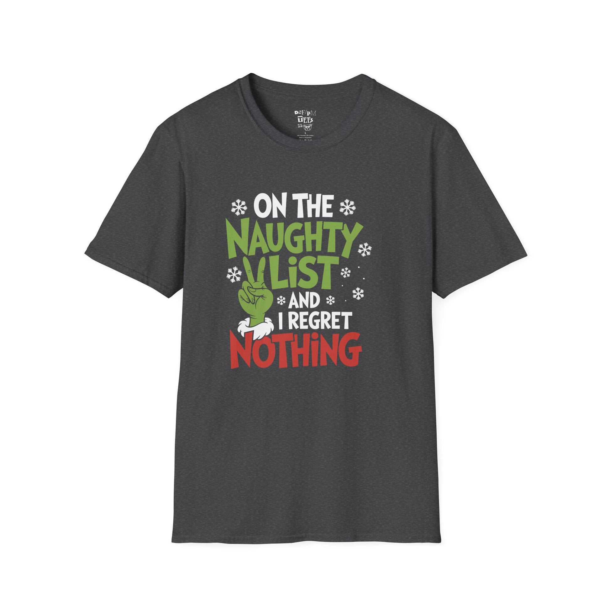Naughty List T-Shirt — "On the Naughty List and I Regret Nothing" Christmas Tee