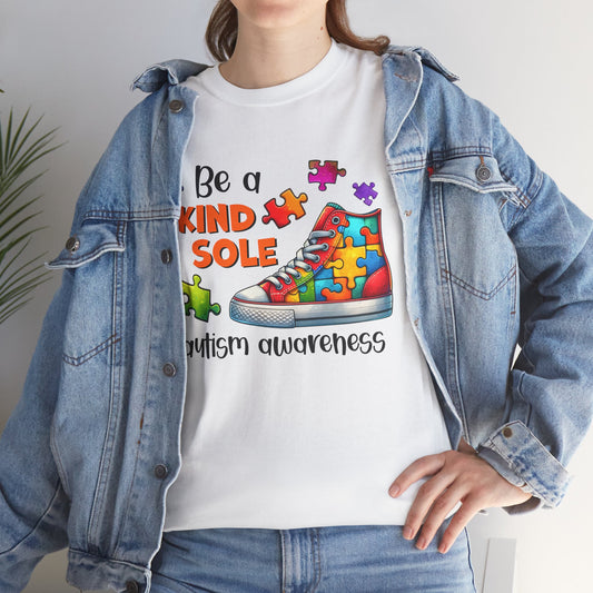 Autism Awareness T‑Shirt — “Be a Kind Sole” Puzzle Sneaker Tee