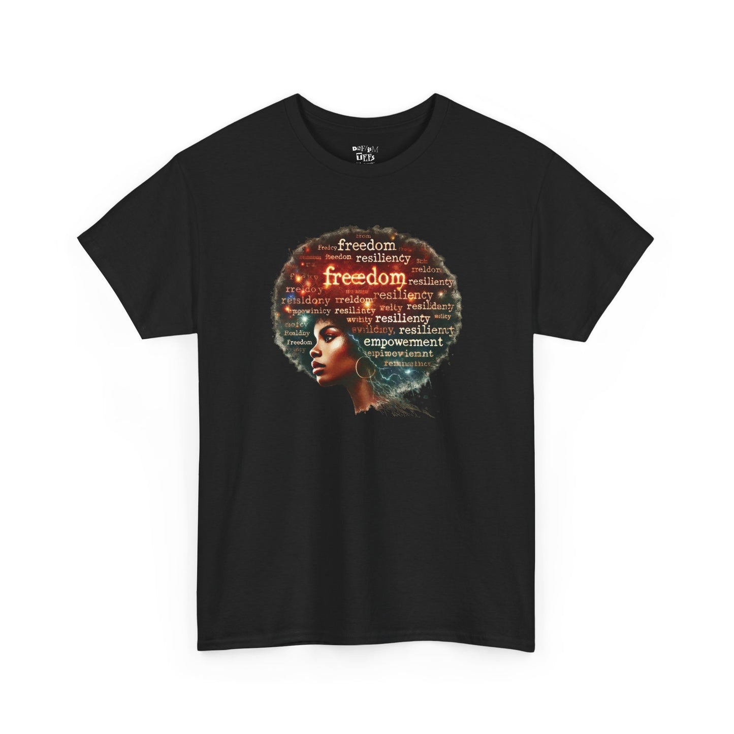 Black Heritage Freedom Afro Hair Tee — Empowerment Word Art T-Shirt
