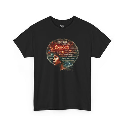 Black Heritage Freedom Afro Hair Tee — Empowerment Word Art T-Shirt