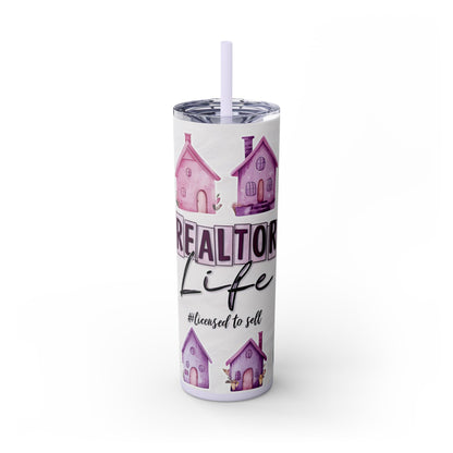 Realtor Life Tumbler, 20oz Skinny Drinkware for Real Estate Agents, Housewarming Gift, Personalized Travel Mug, Office Accessories