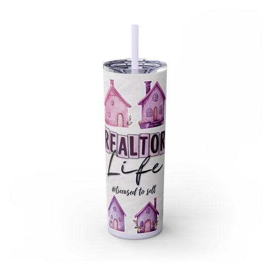 Realtor Life Tumbler, 20oz Skinny Drinkware for Real Estate Agents, Housewarming Gift, Personalized Travel Mug, Office Accessories
