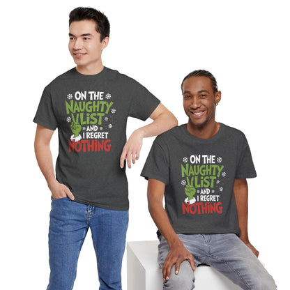 Naughty List I Regret Nothing Christmas Tee
