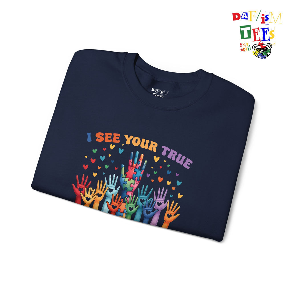 I See Your True Colors Autism Awareness Crewneck Sweatshirt - Unisex Heavy Blend™