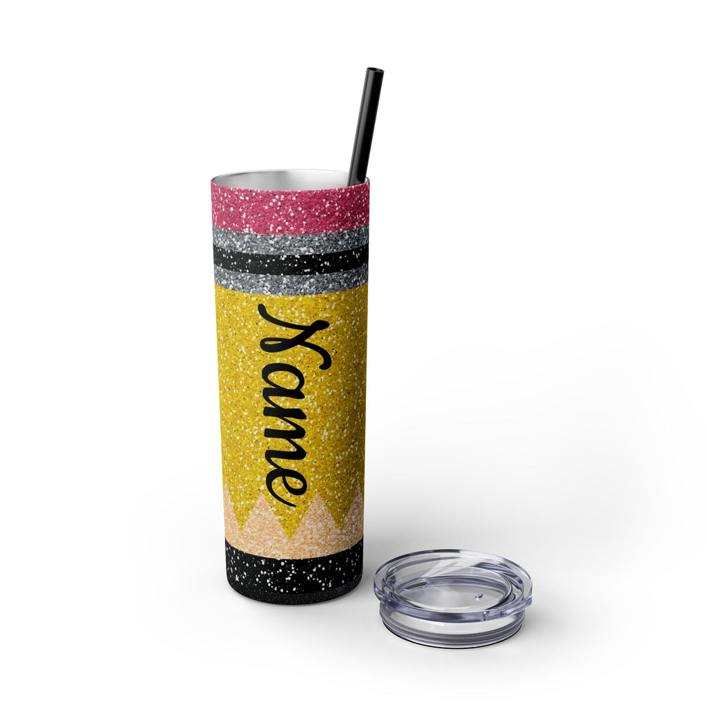 Glitter Pencil Skinny Tumbler 20oz Drinkware - Personalized