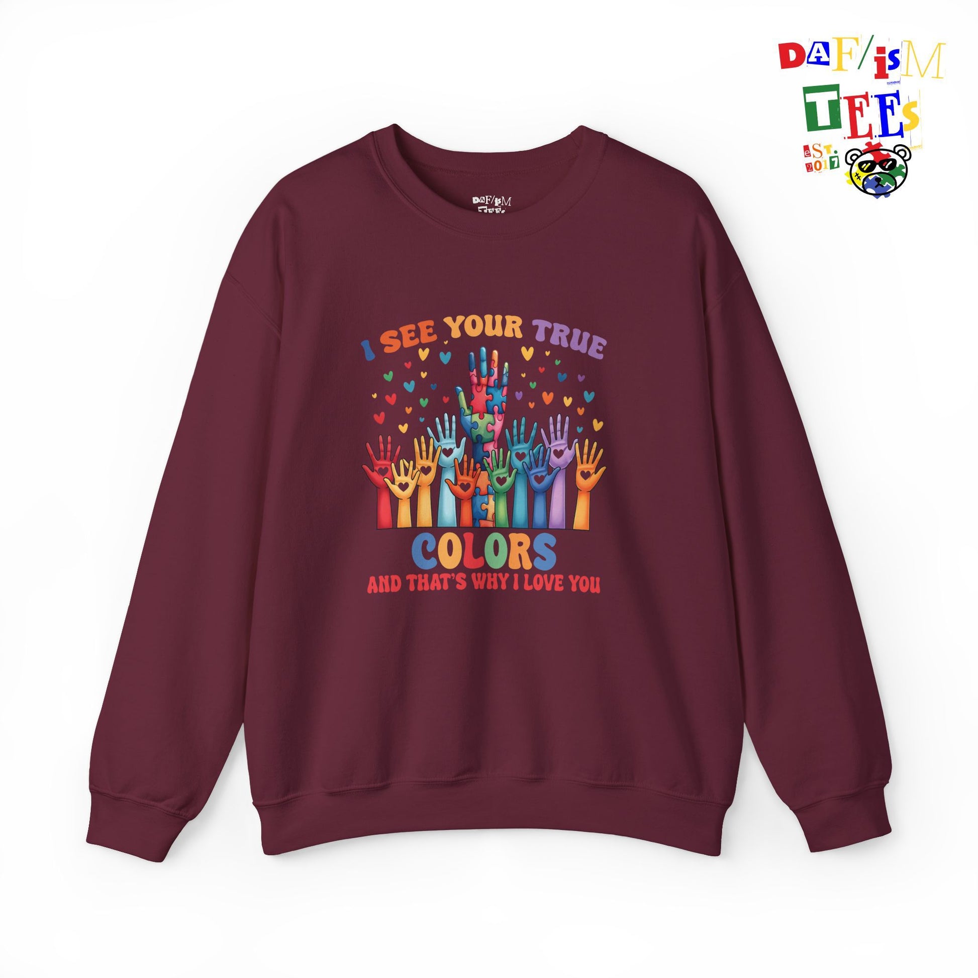 I See Your True Colors Autism Awareness Crewneck Sweatshirt - Unisex Heavy Blend™