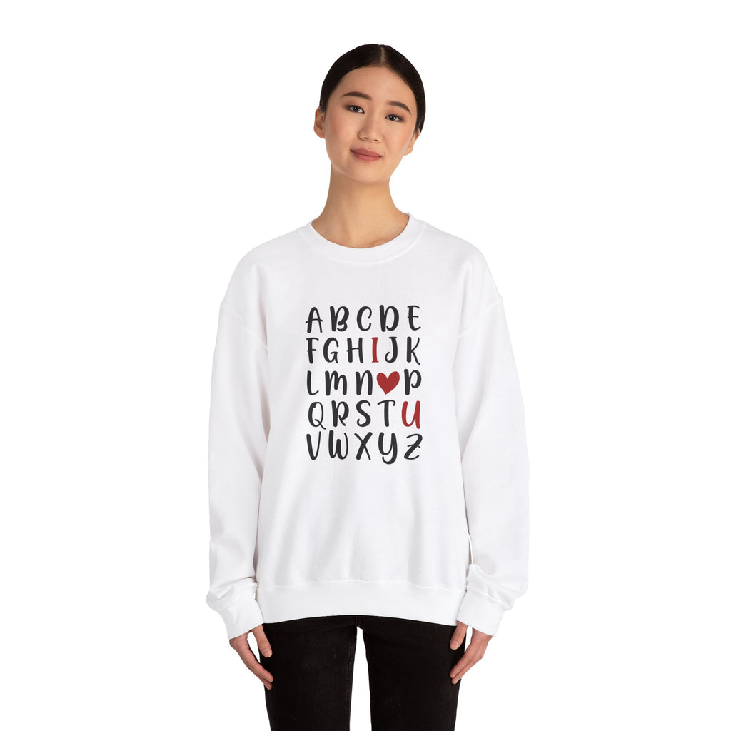 Valentines Day Crewneck Sweatshirt ABC I Love You