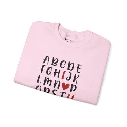 Valentines Day Crewneck Sweatshirt ABC I Love You