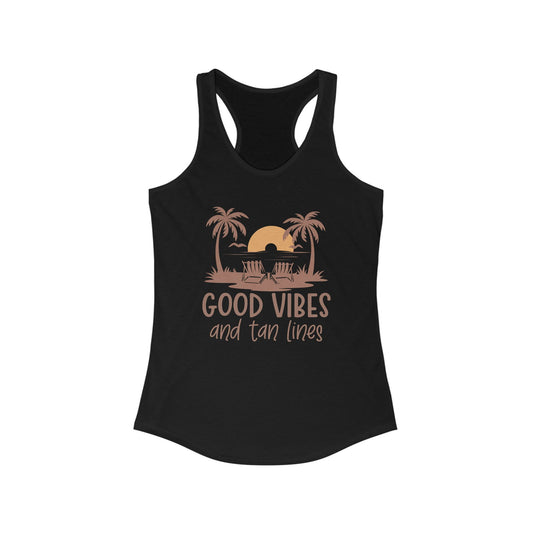 Good Vibes & Tan Lines | Summer Beachwear, Workout Top, Travel Shirt, Gift for Her