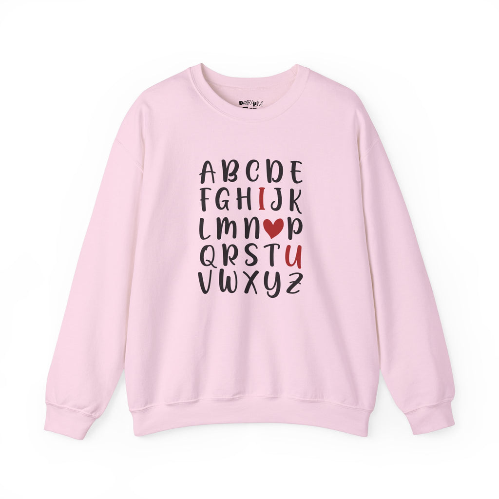 Valentines Day Crewneck Sweatshirt ABC I Love You