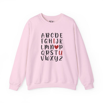 Valentines Day Crewneck Sweatshirt ABC I Love You