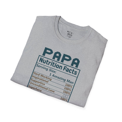 Papa Nutrition Facts T-Shirt, Gift for Dad, Father's Day Shirt, Men's Casual Tee, Family Reunion Apparel, Funny Dad Shirt