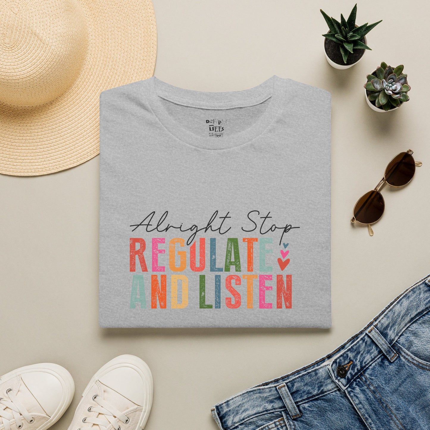 'Alright Stop' Regulate and Listen T-Shirt —  Retro Mental Health Awareness Tee