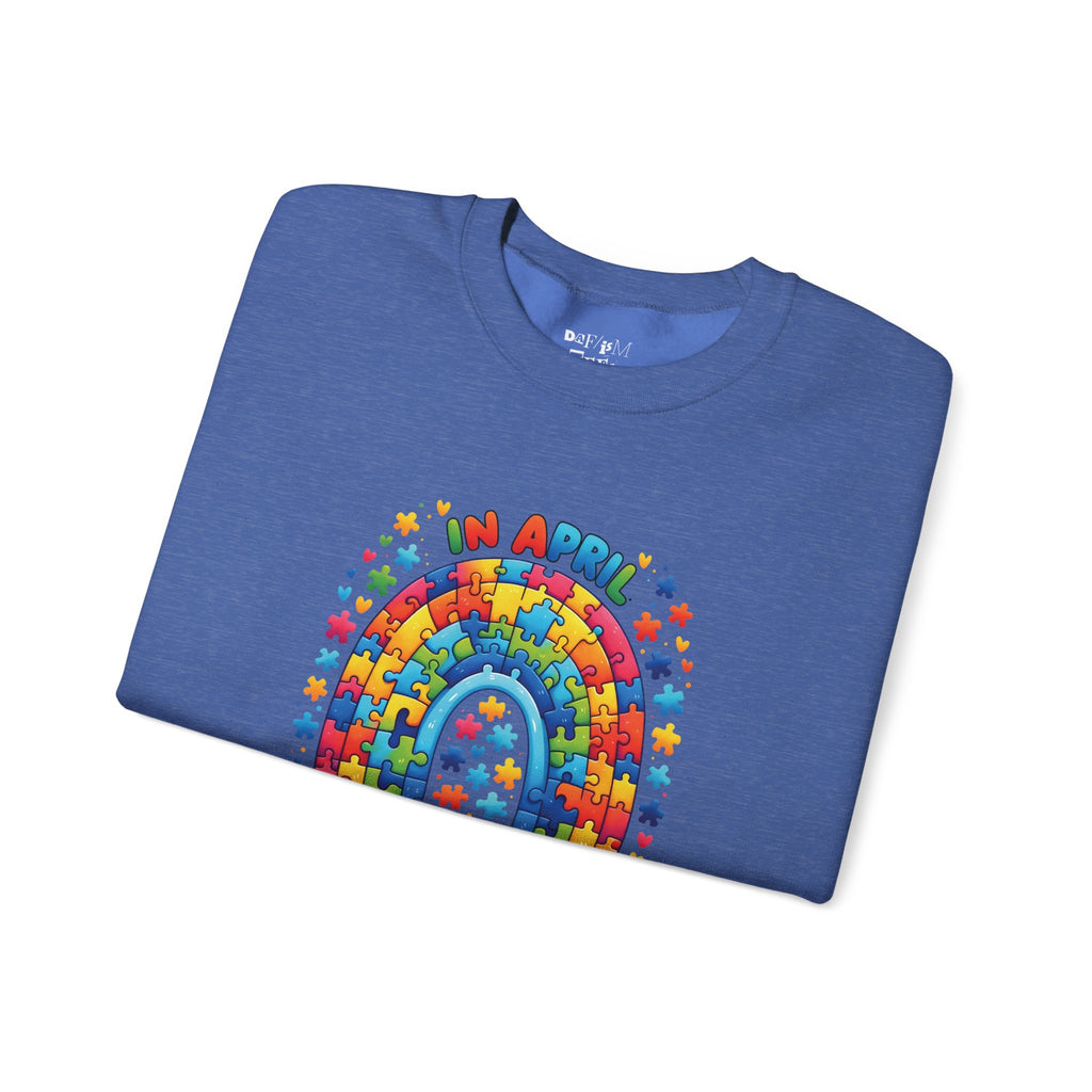Autism Awareness Crewneck Sweatshirt - We Wear Blue in April