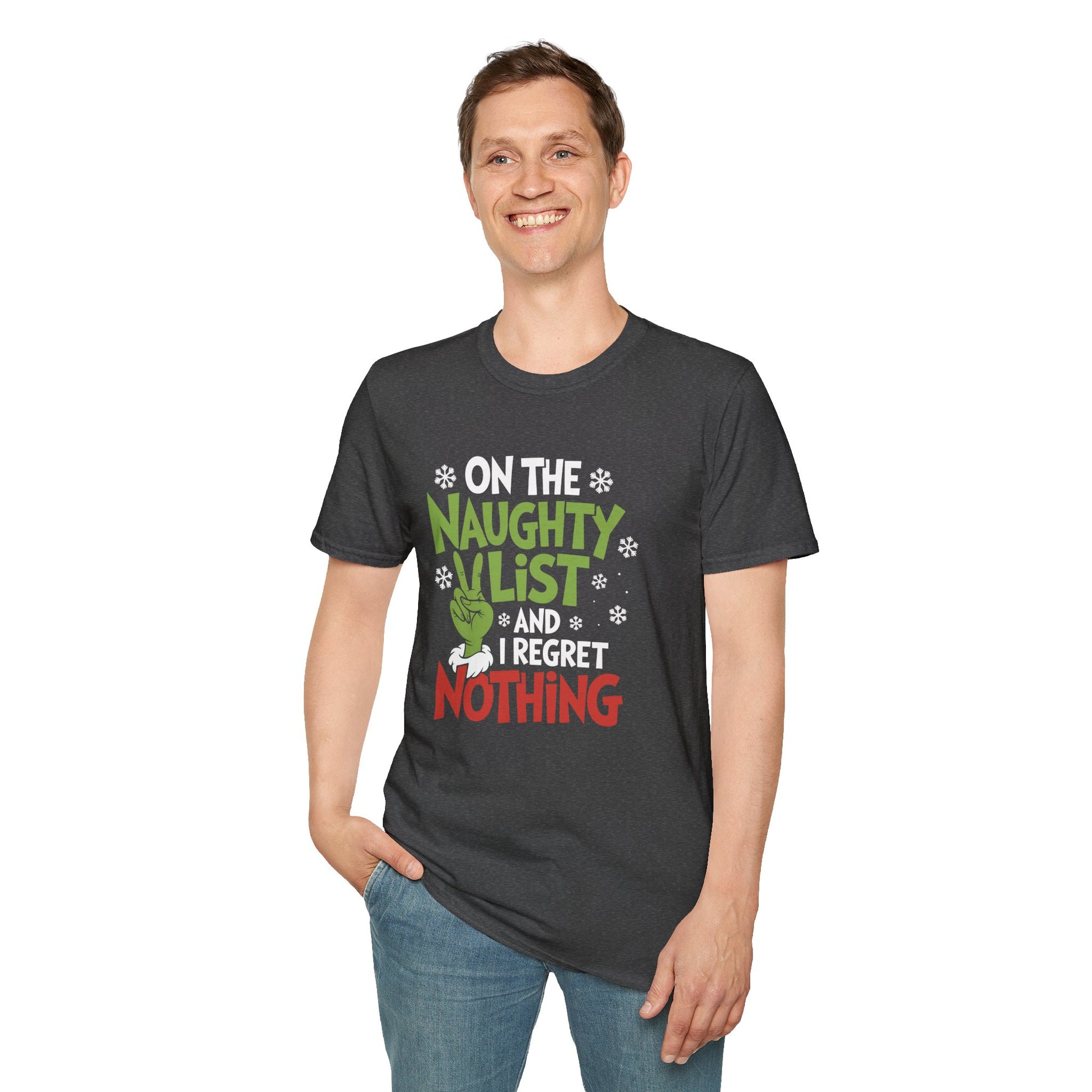 Naughty List T-Shirt — "On the Naughty List and I Regret Nothing" Christmas Tee