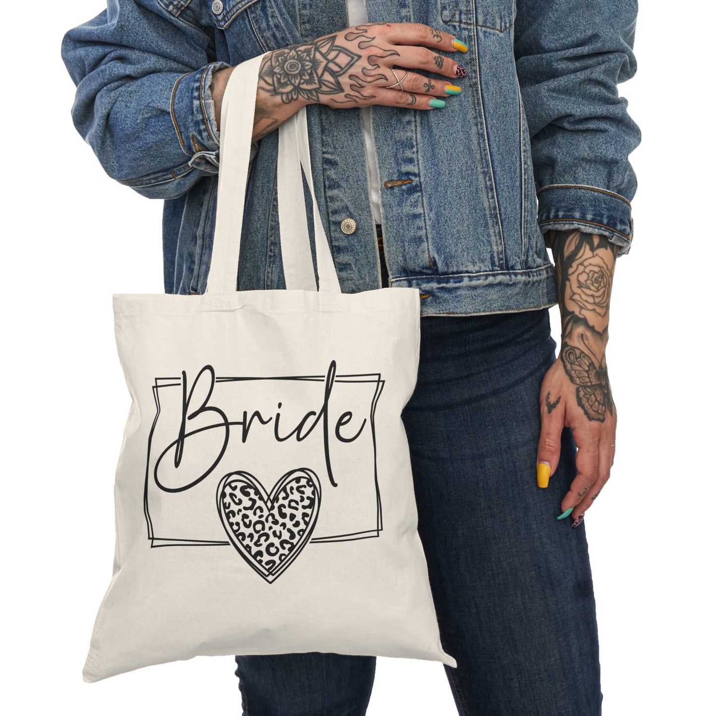 Customizable Wedding Tote Bag for Bride - Chetah Heart