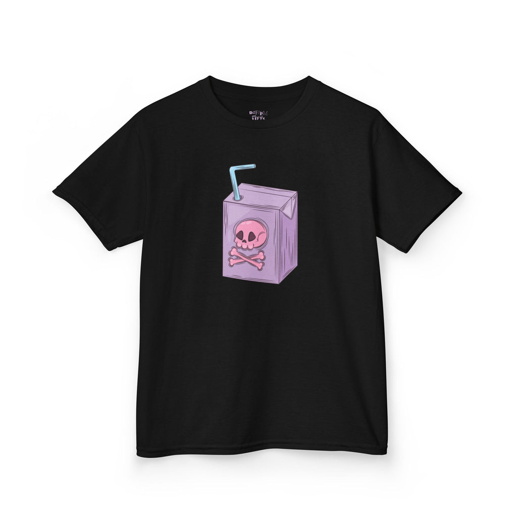 Halloween Gothic Kids Tee: Edgy Skull Milk Carton Design